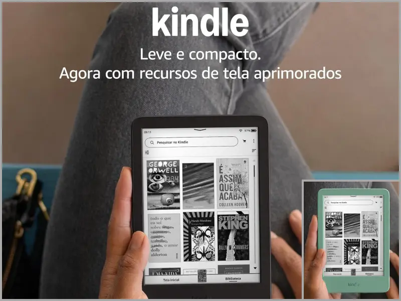 Kindle 16 GB básico 2024 nas cores preta e verde